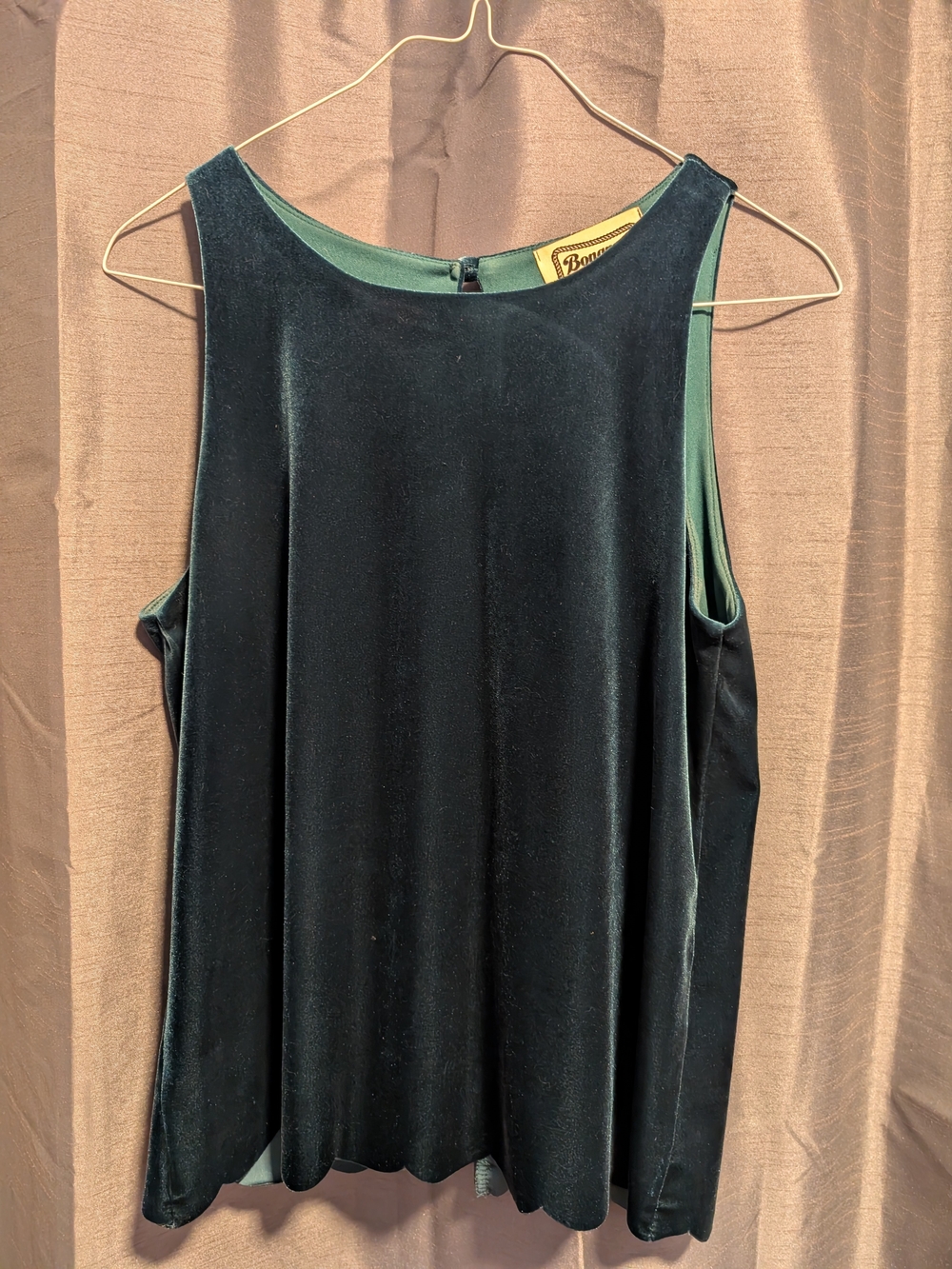Forest Green Velvet Sleeveless Shirt
